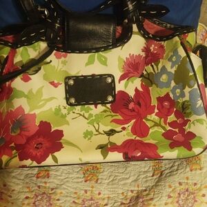 Brighton Floral Satchel with Black Accents